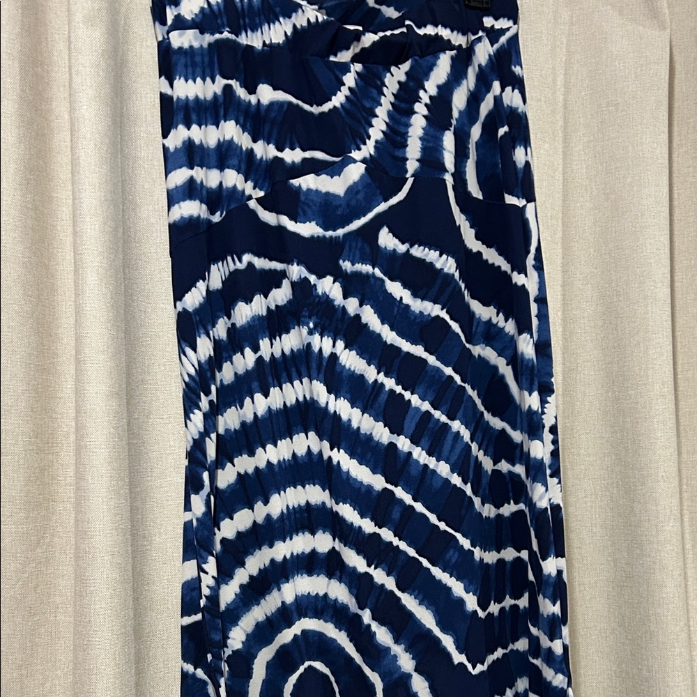 Elegant Navy and White Tie-Dye Pencil Skirt